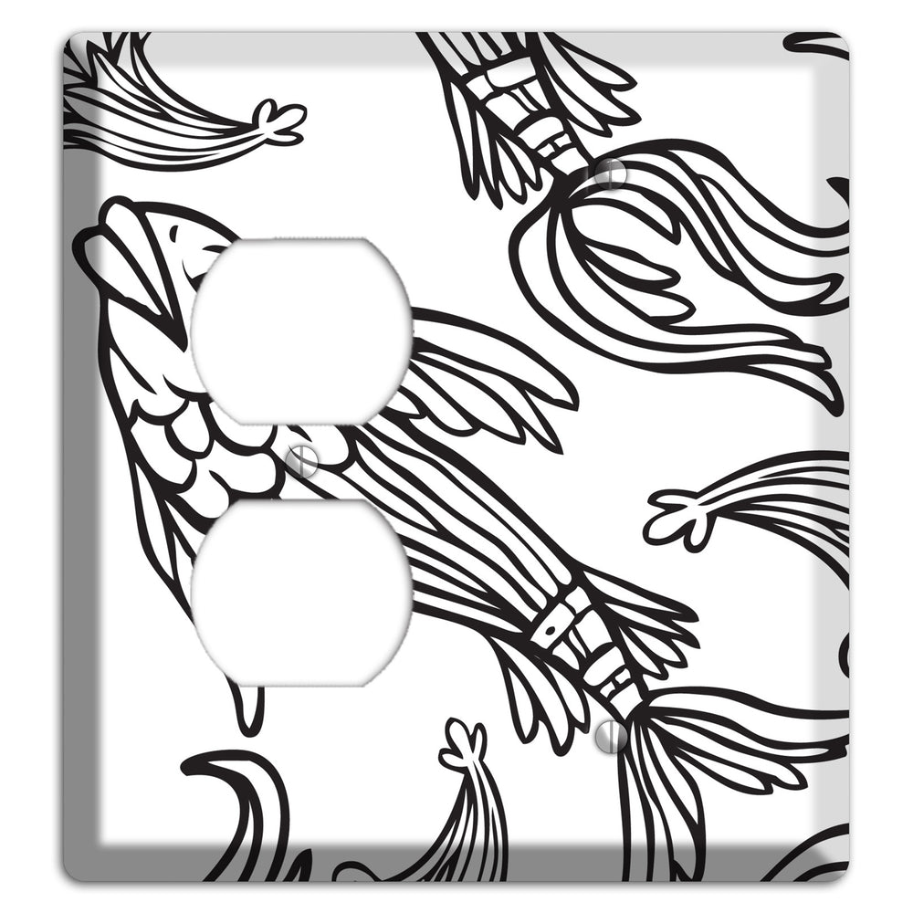 White and Black Koi Duplex / Blank Wallplate