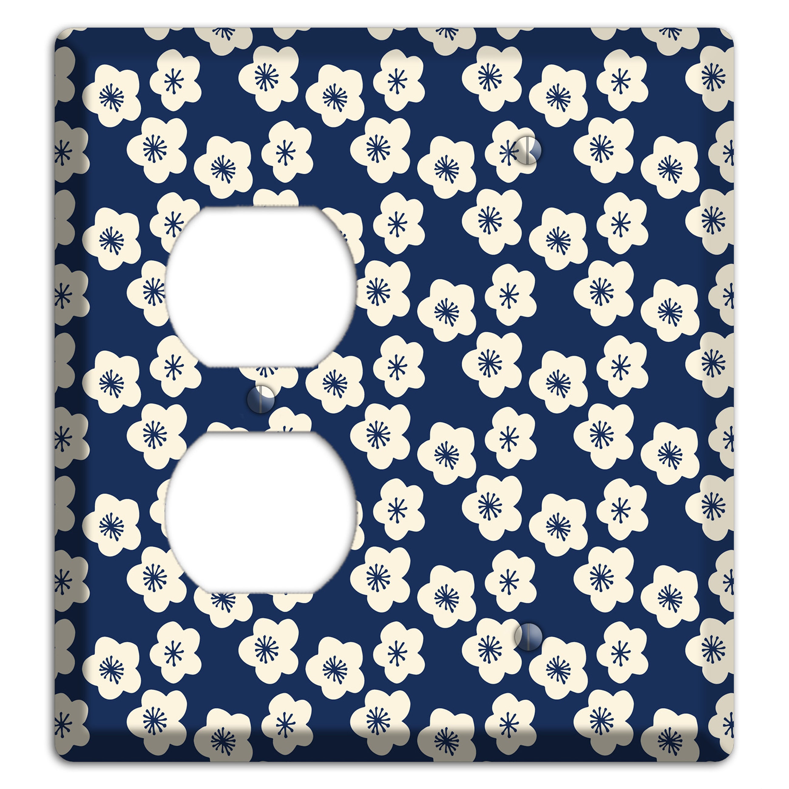 Navy Blossoms Duplex / Blank Wallplate