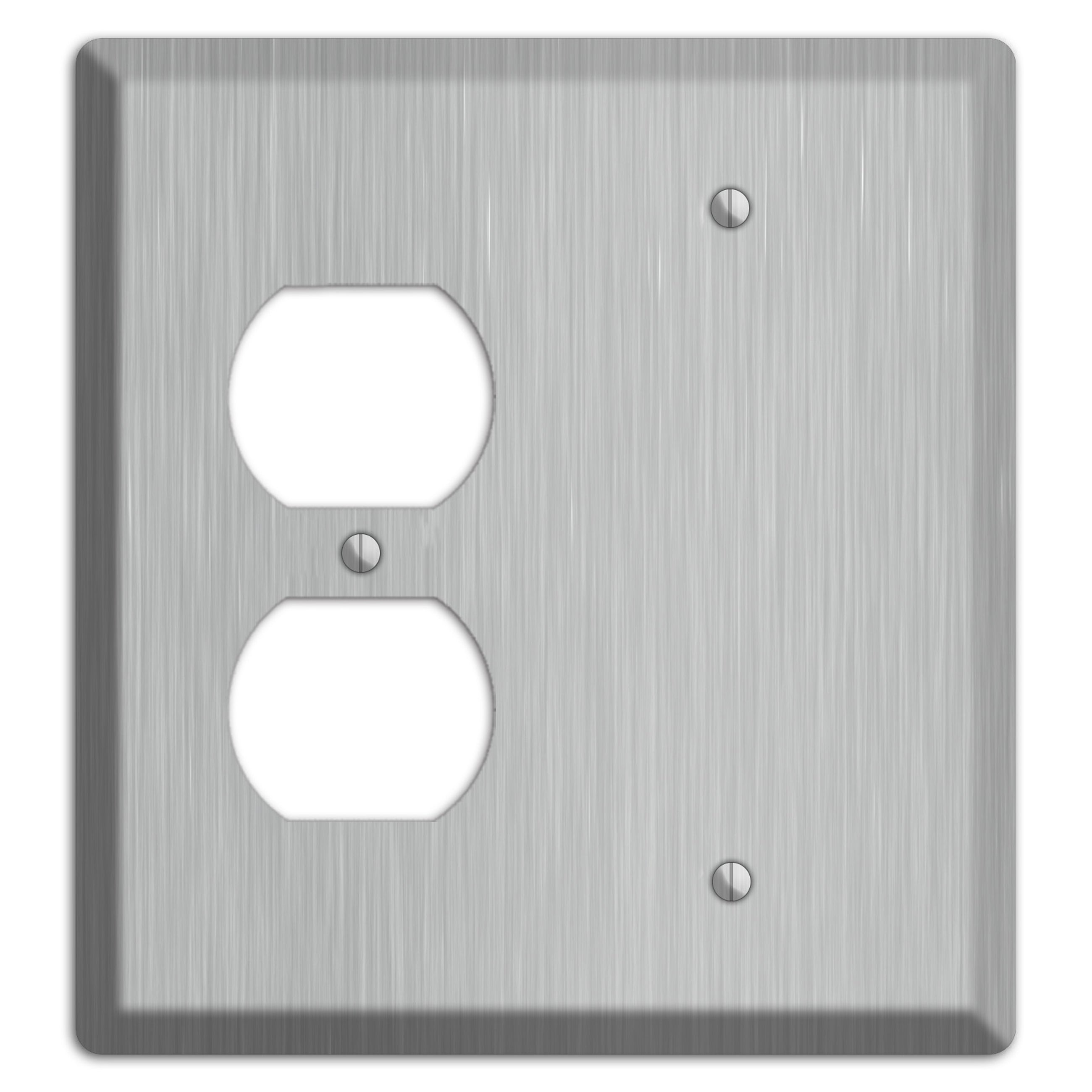 Brushed Stainless Steel Duplex / Blank Wallplate