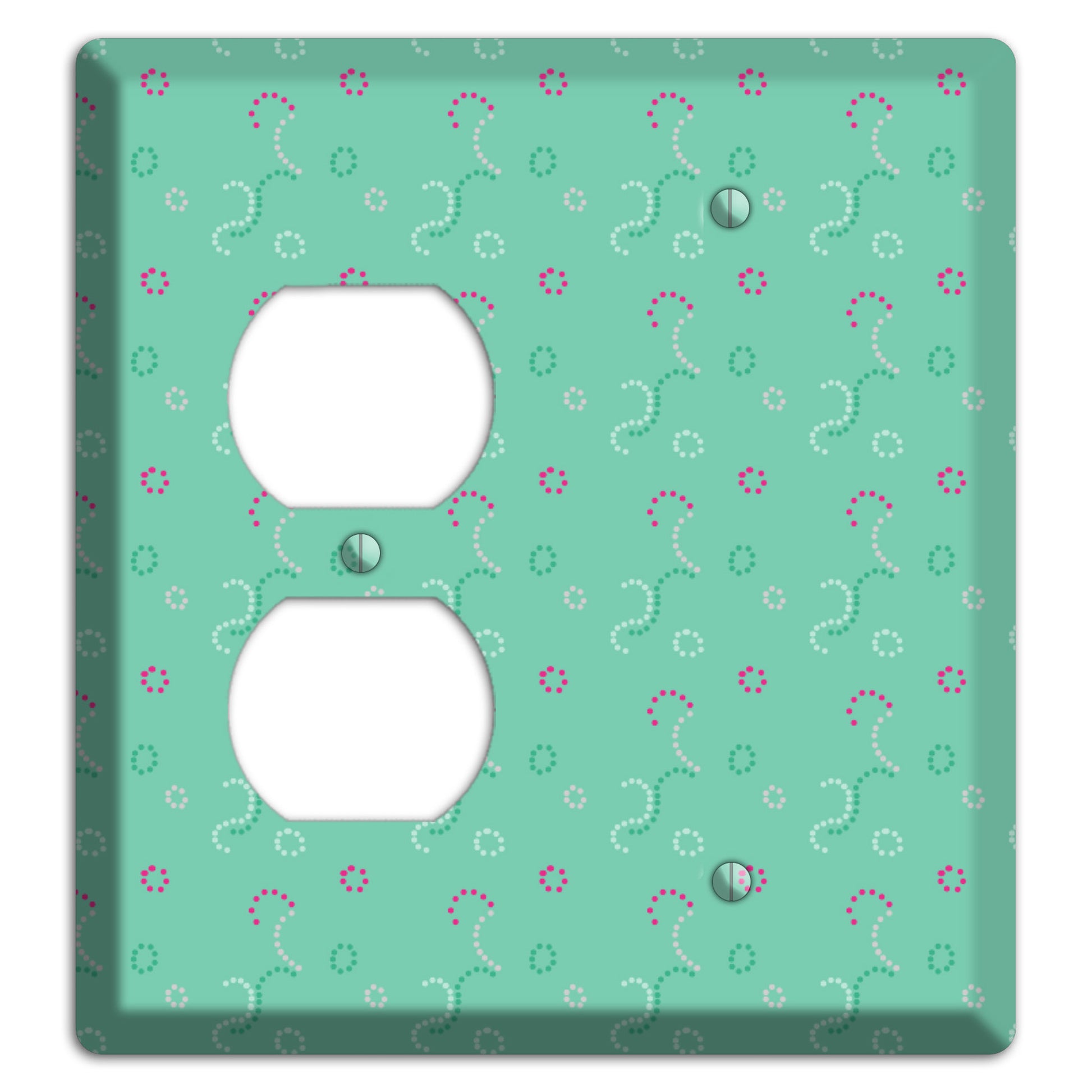 Multi Aqua with Fuschia Stipple Duplex / Blank Wallplate