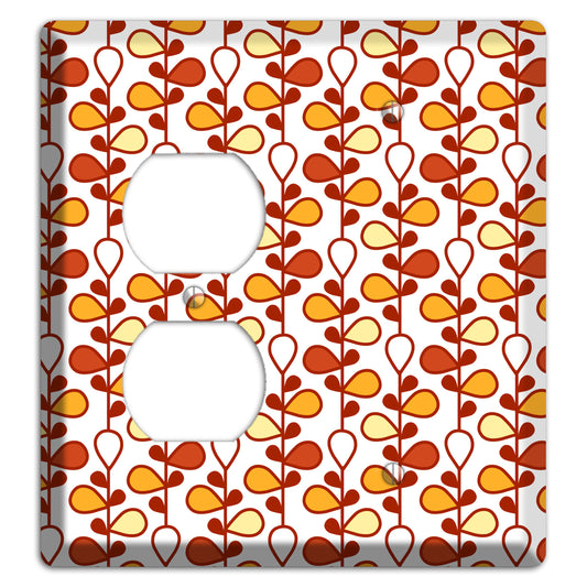 White with Red and Orange Drop and Vine Duplex / Blank Wallplate