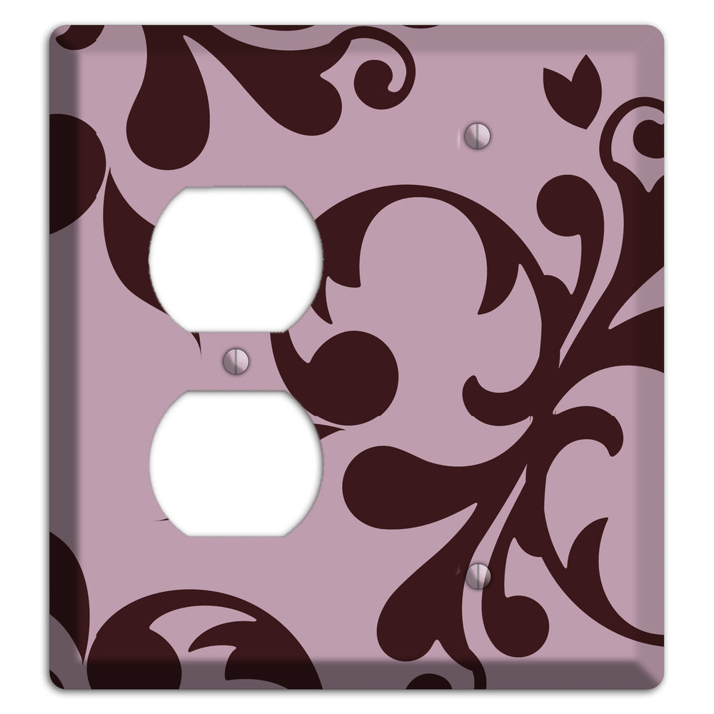 Dusty Rose and Burgundy Toile Duplex / Blank Wallplate