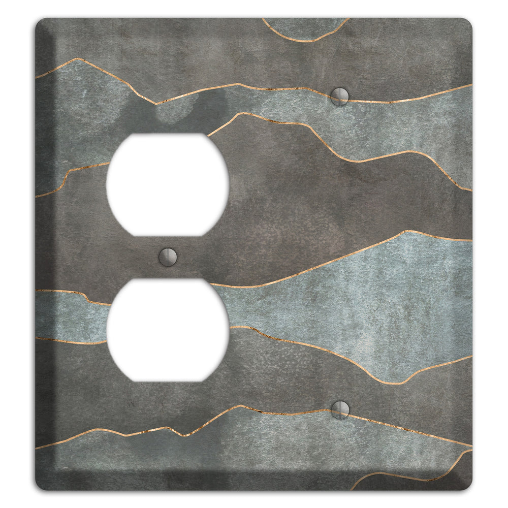 Dusty Blue Mountain Range Duplex / Blank Wallplate