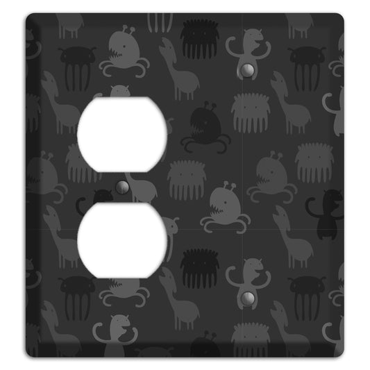 Silly Monsters Black and Grey Duplex / Blank Wallplate