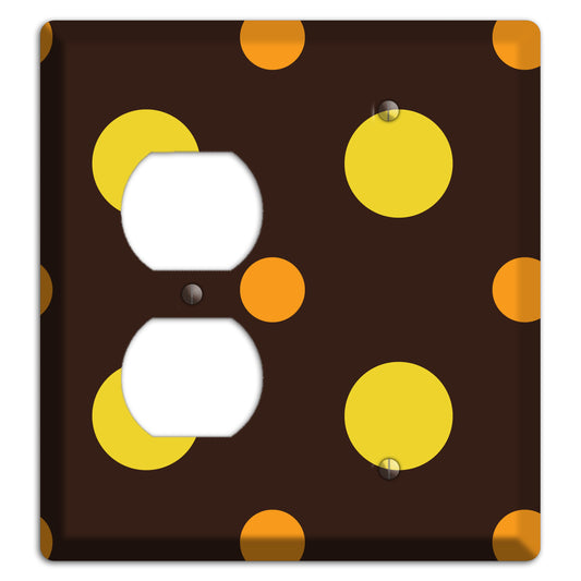 Black with Yellow and Orange Multi Medium Polka Dots Duplex / Blank Wallplate
