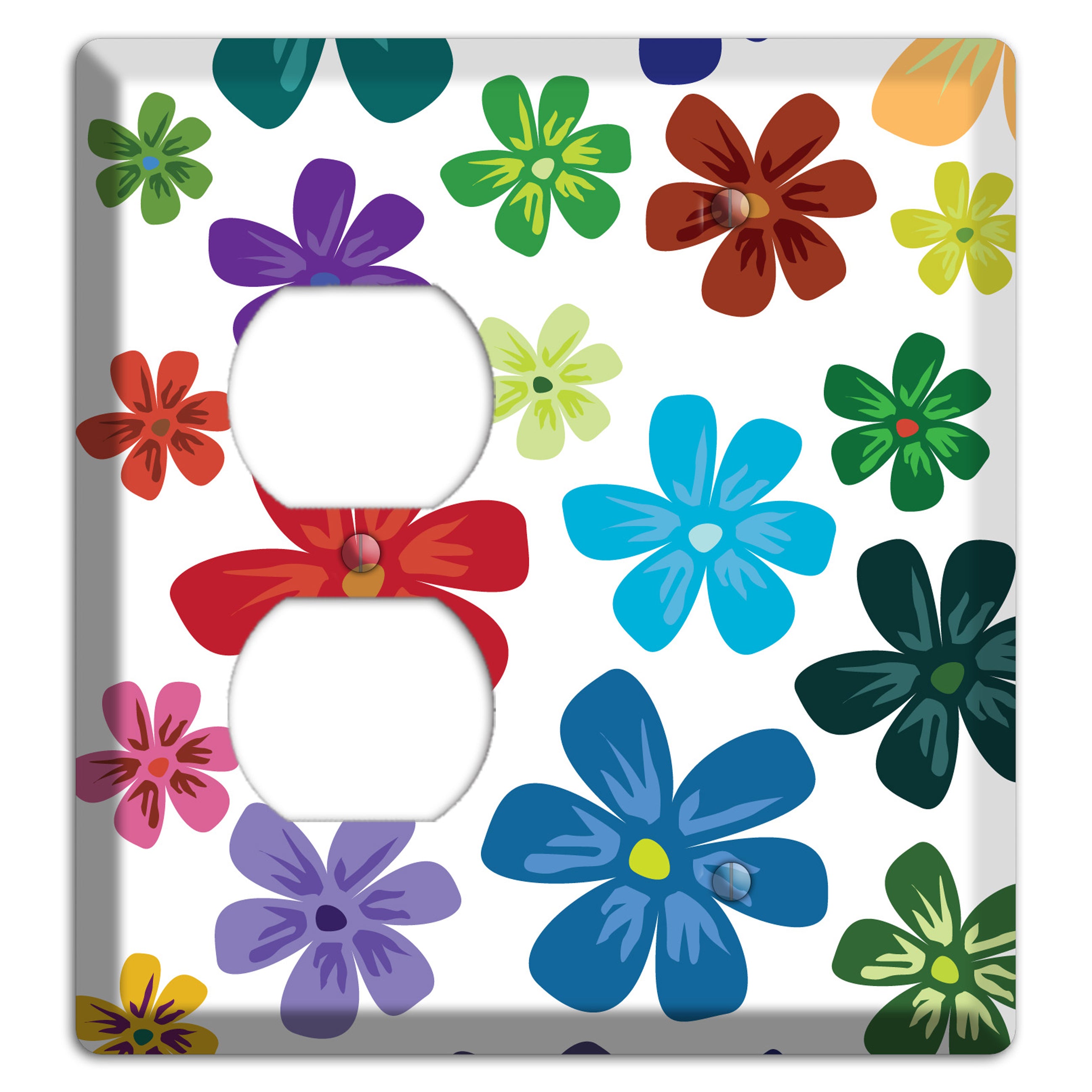 White Flowers Duplex / Blank Wallplate