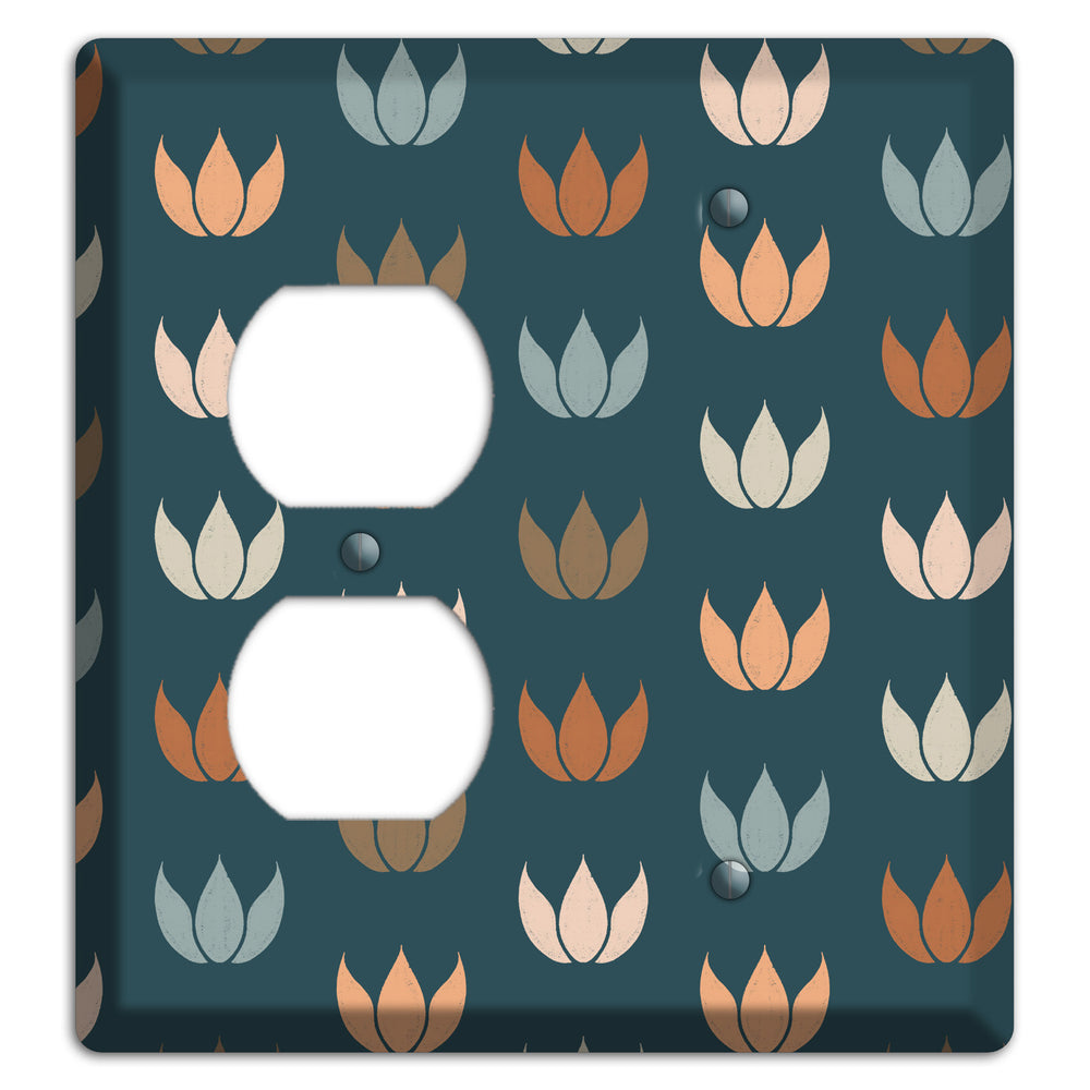 Teal Lotus Print Duplex / Blank Wallplate