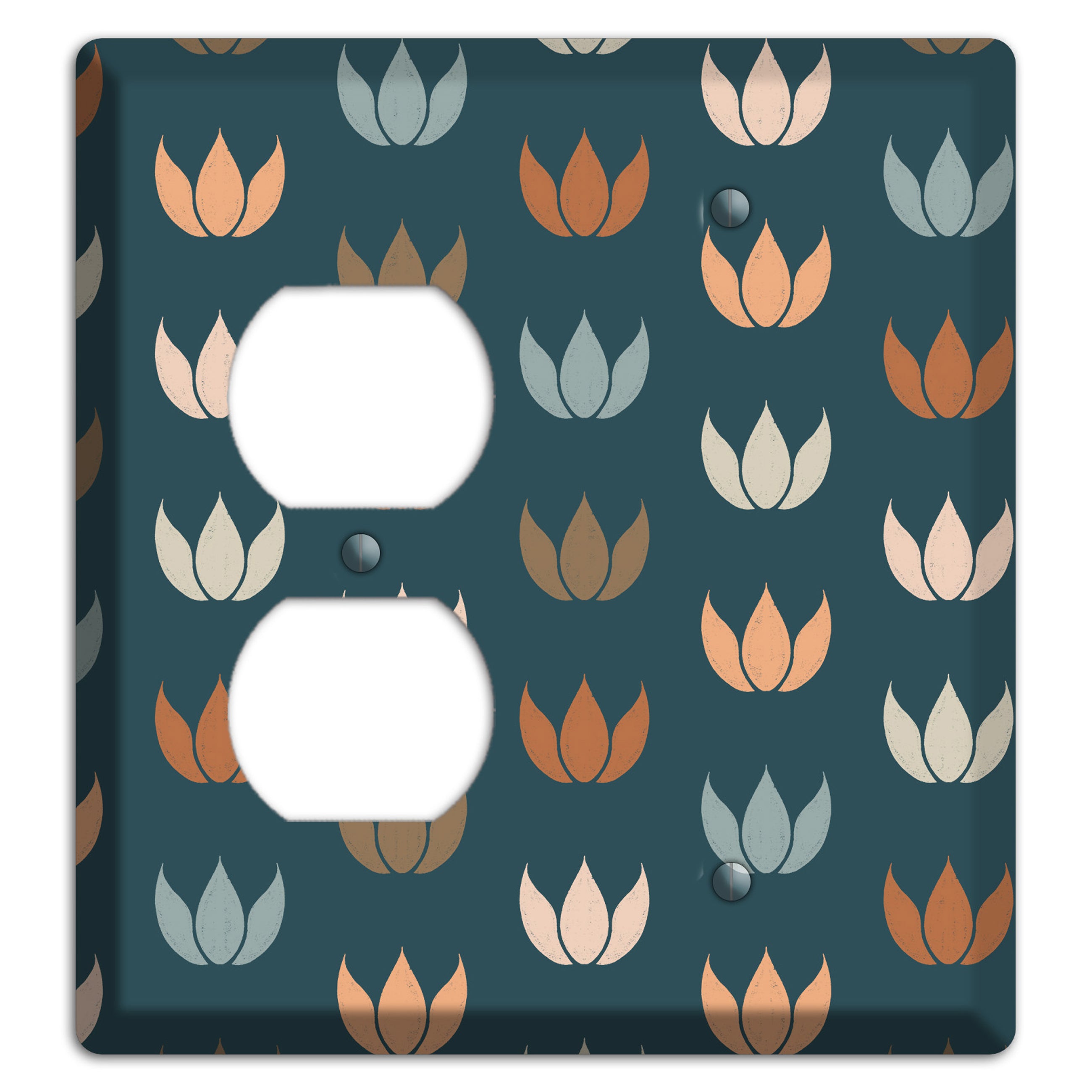 Teal Lotus Print Duplex / Blank Wallplate