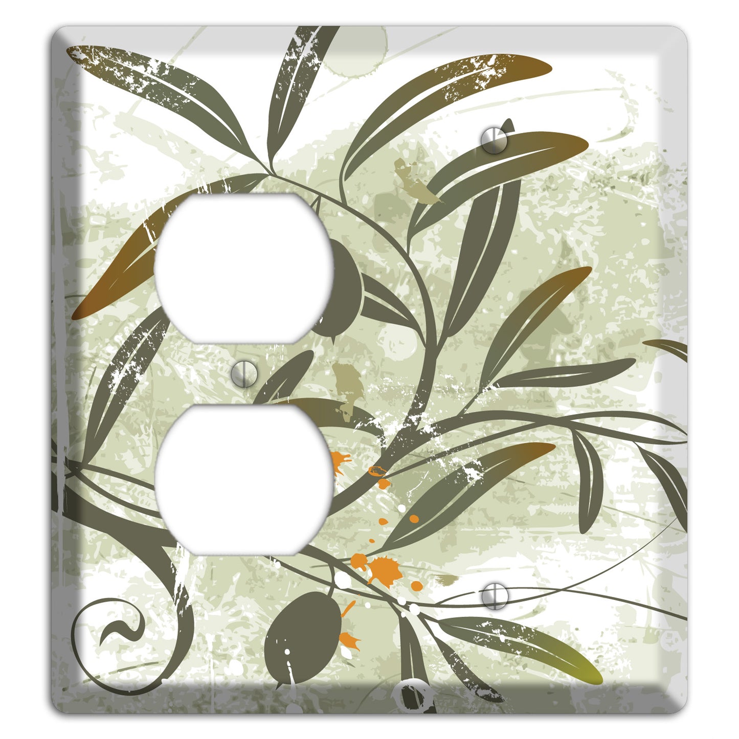 Green Olive Foliage Duplex / Blank Wallplate