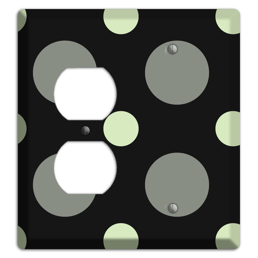 Black with Grey and Sage Multi Medium Polka Dots Duplex / Blank Wallplate