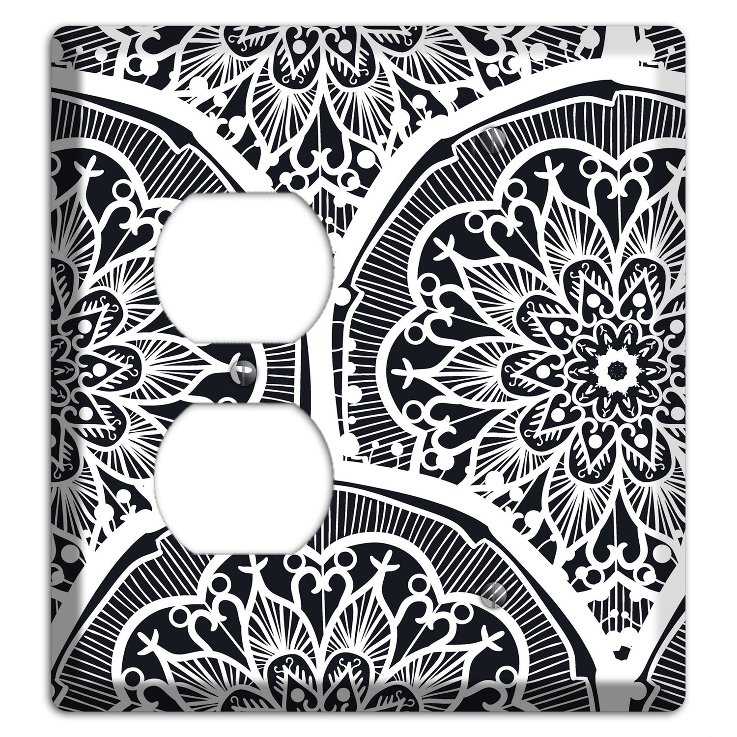 Mandala Black and White Style O Cover Plates Duplex / Blank Wallplate