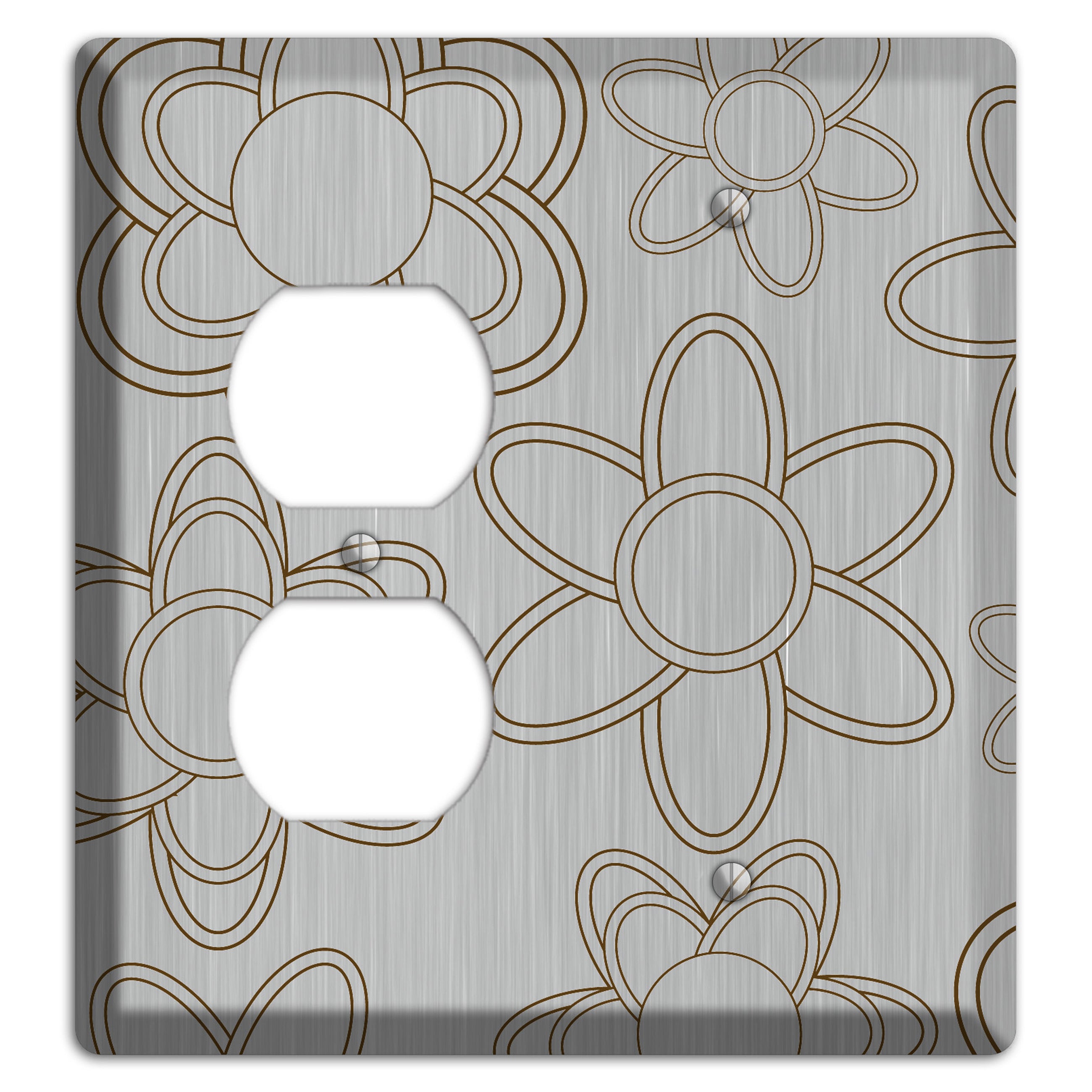 Retro Floral Contour  Stainless Duplex / Blank Wallplate