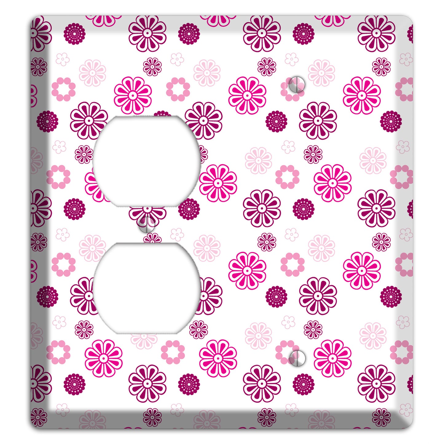 Maroon and Pink Retro Floral Duplex / Blank Wallplate