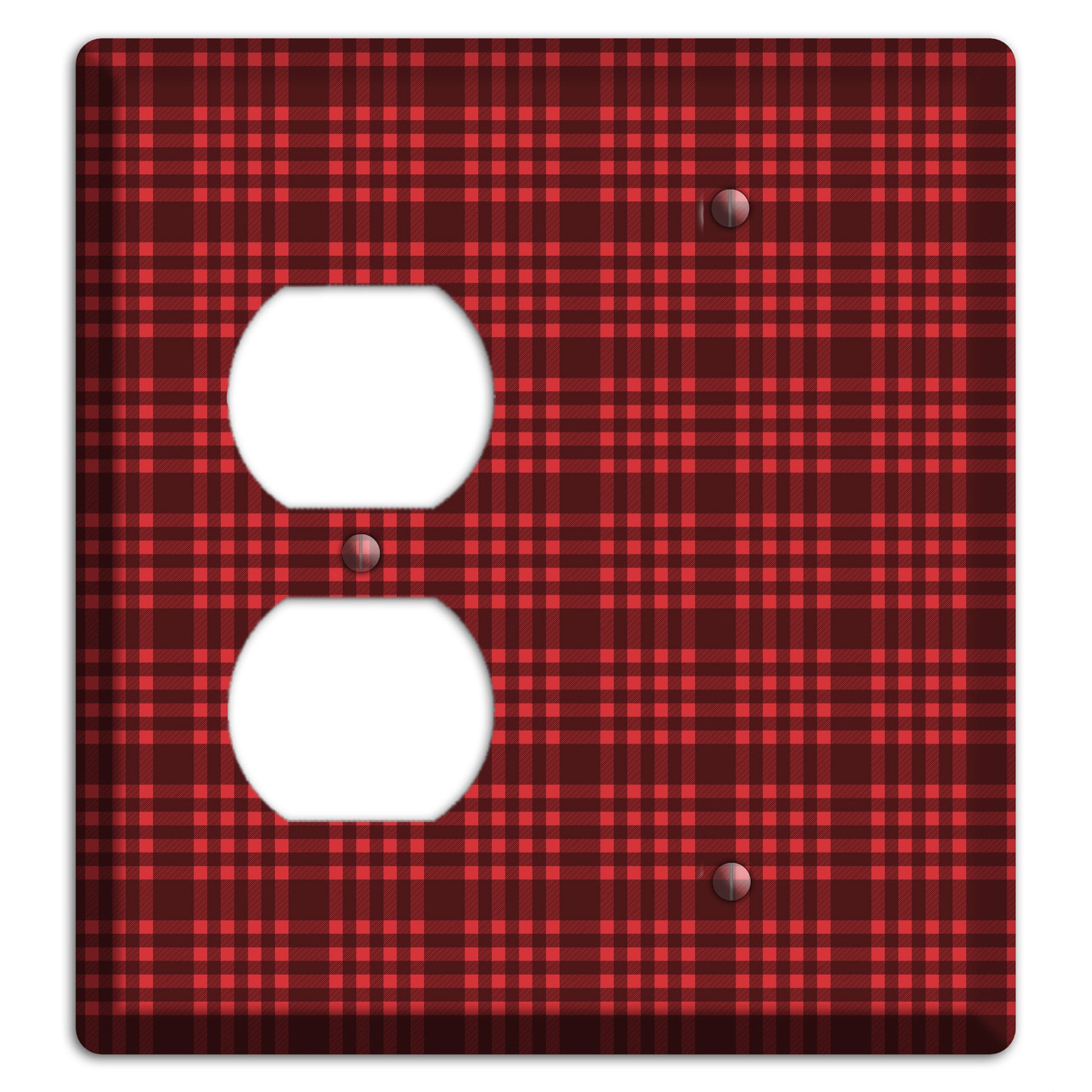 Maroon Plaid Duplex / Blank Wallplate