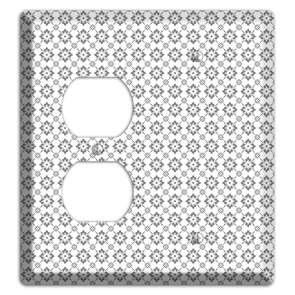 White with Grey Foulard Duplex / Blank Wallplate