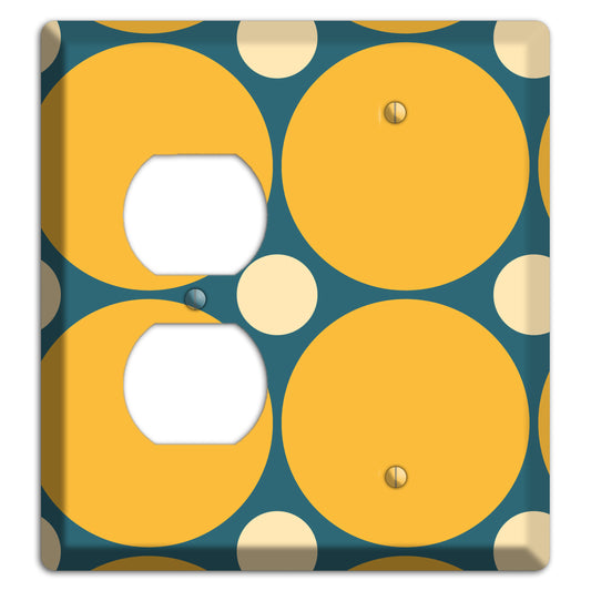 Jade with Mustard and Beige Multi Tiled Large Dots Duplex / Blank Wallplate