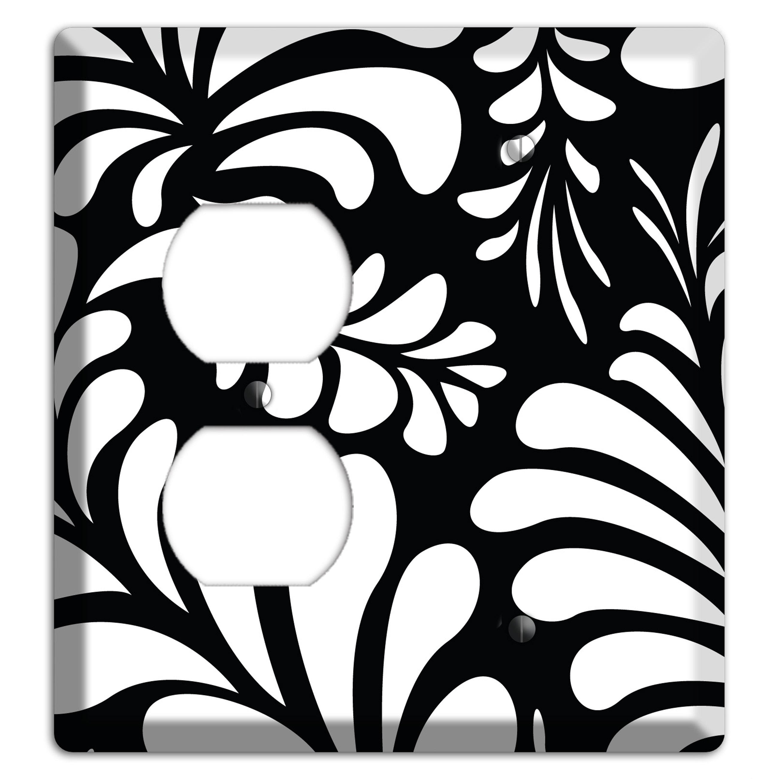 Black with White Herati Duplex / Blank Wallplate