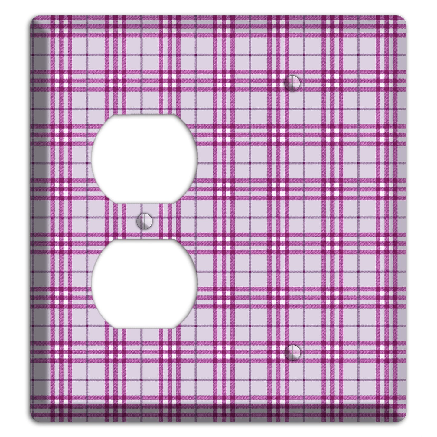 Purple Plaid Duplex / Blank Wallplate