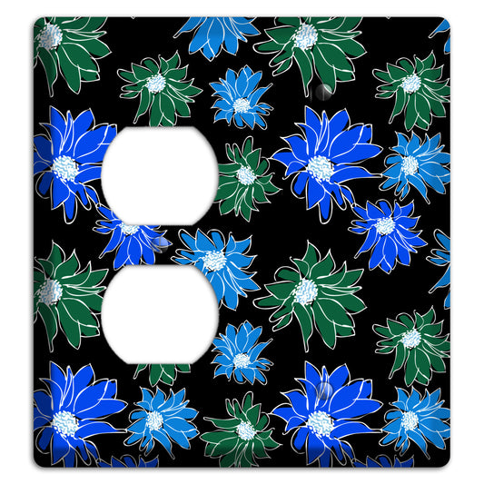 Blue and Green Flowers Duplex / Blank Wallplate