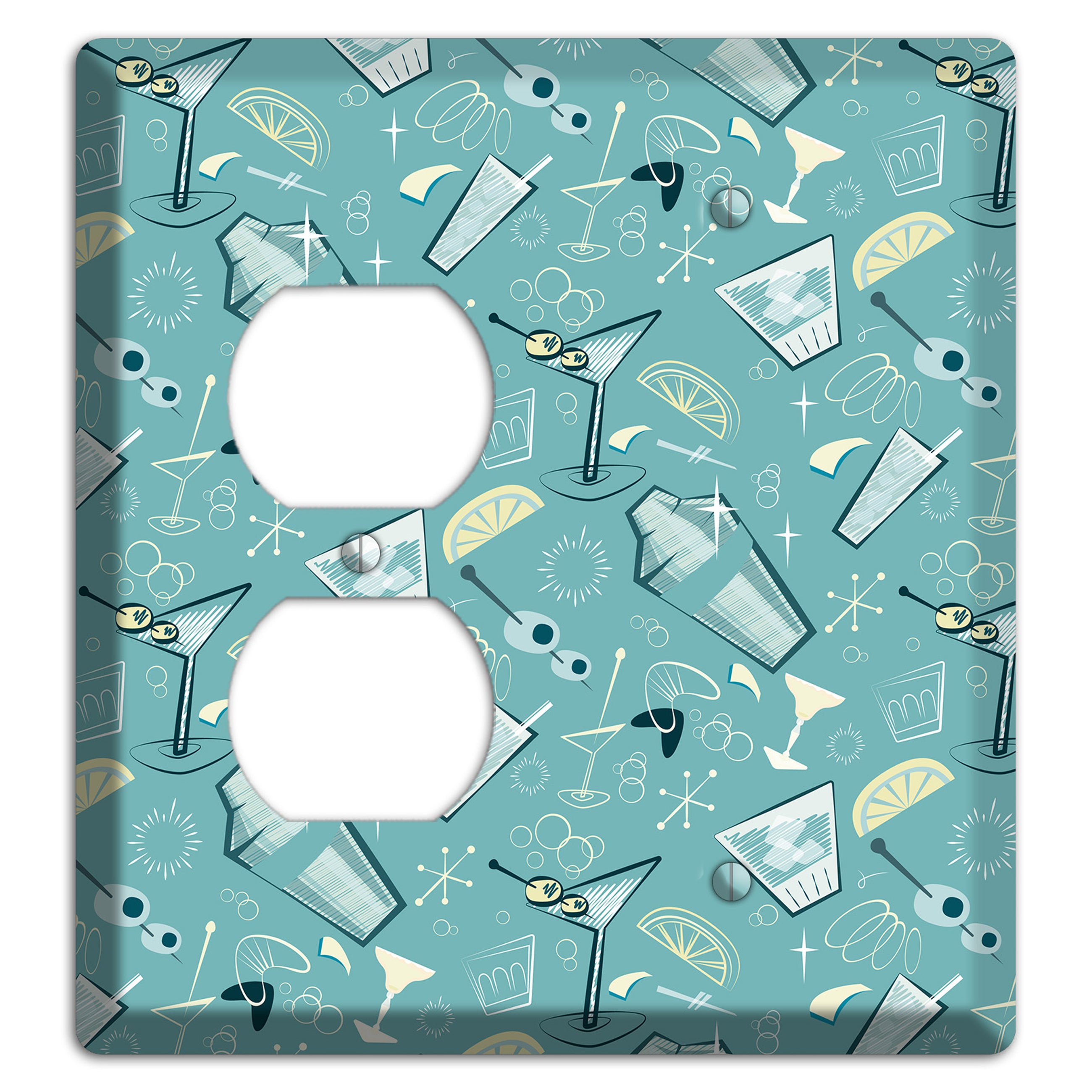 Retro Cocktails Teal Duplex / Blank Wallplate