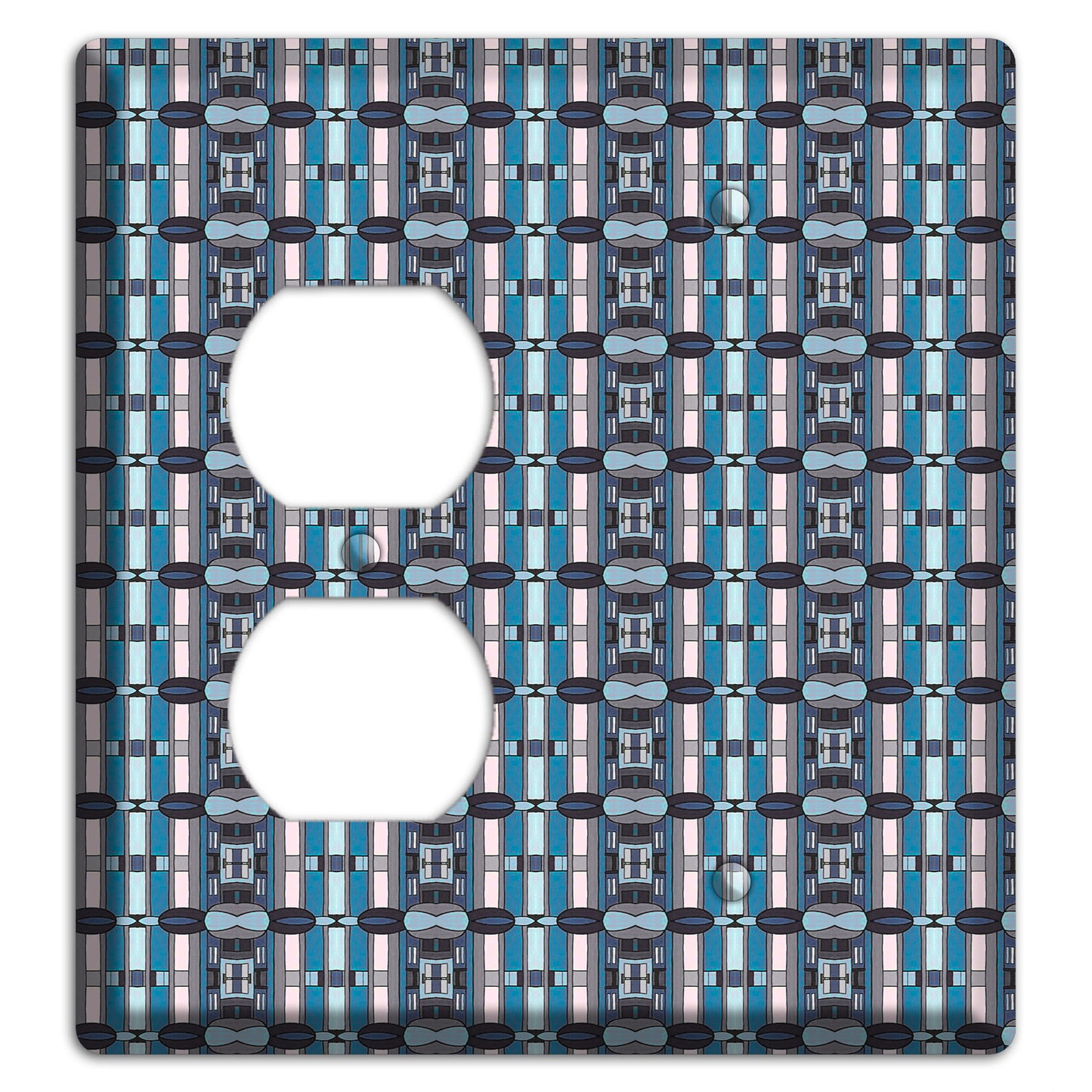 Blue and Grey Tapestry Duplex / Blank Wallplate
