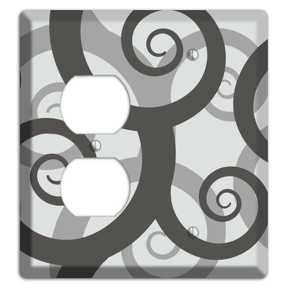 Grey with Black Large Swirl Duplex / Blank Wallplate