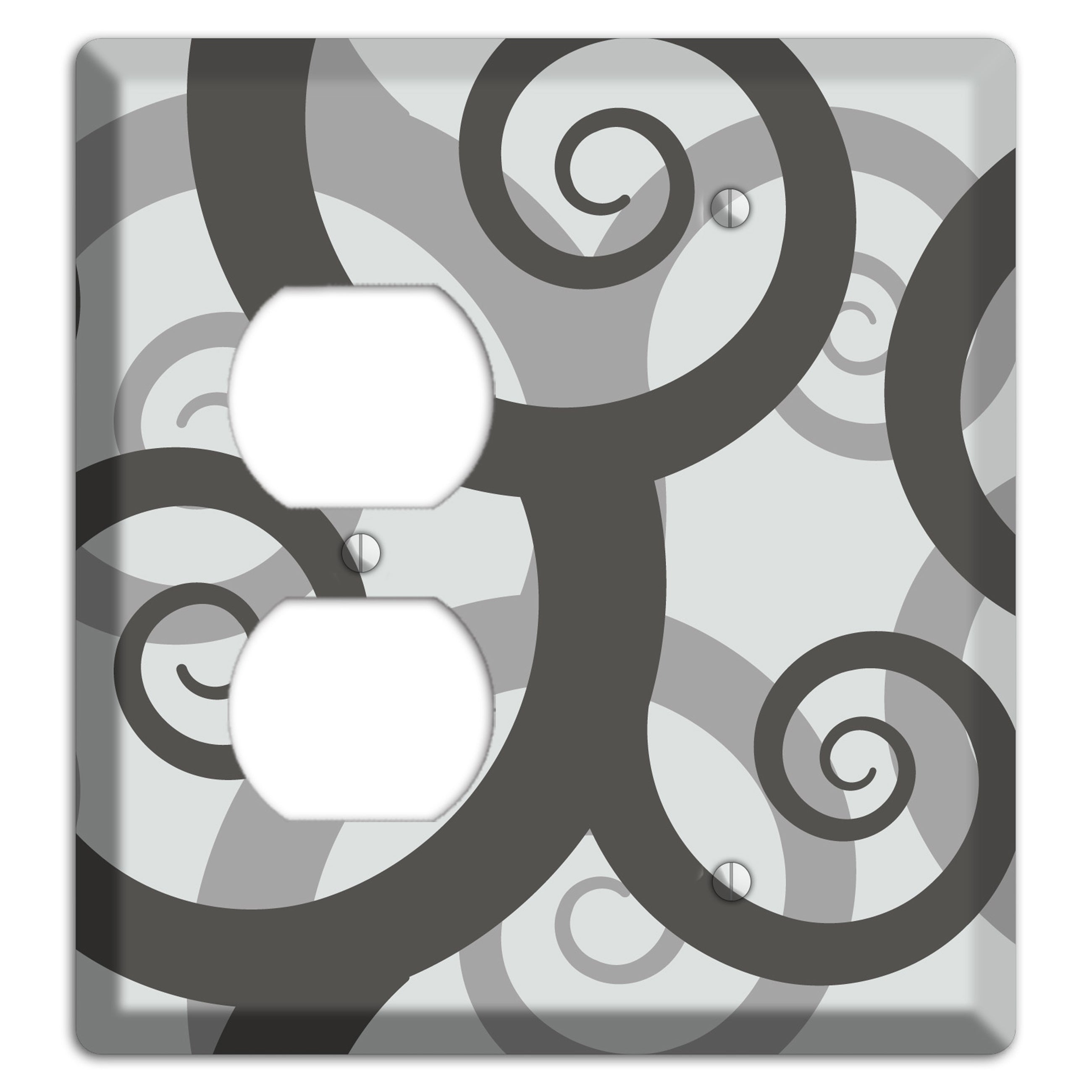 Grey with Black Large Swirl Duplex / Blank Wallplate