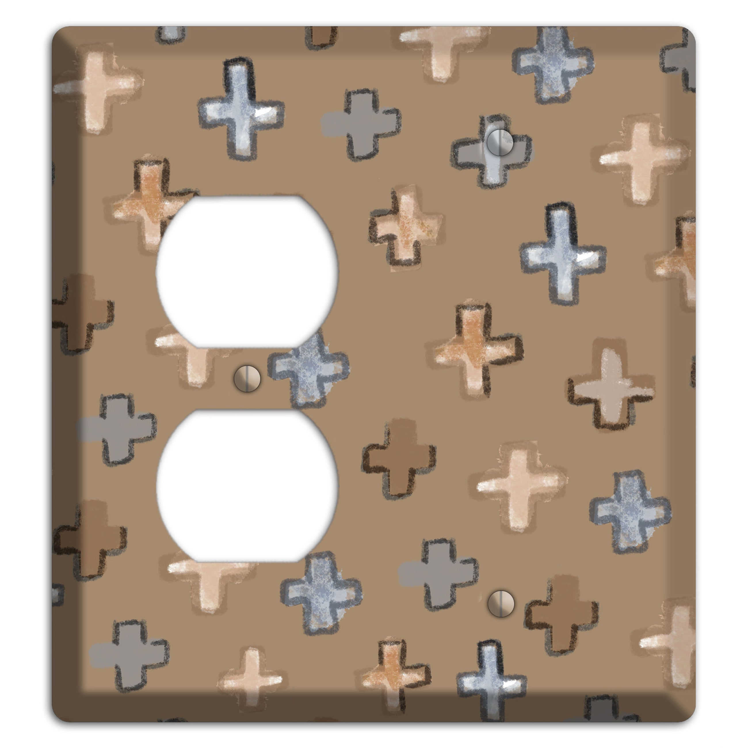 Brown Plus Signs Duplex / Blank Wallplate
