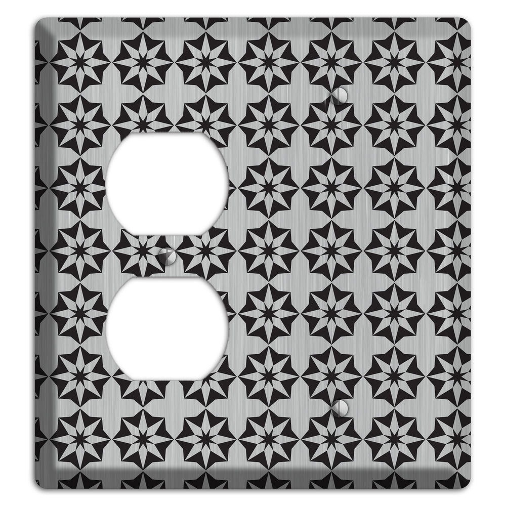 Stainless Steel with Black Foulard Duplex / Blank Wallplate