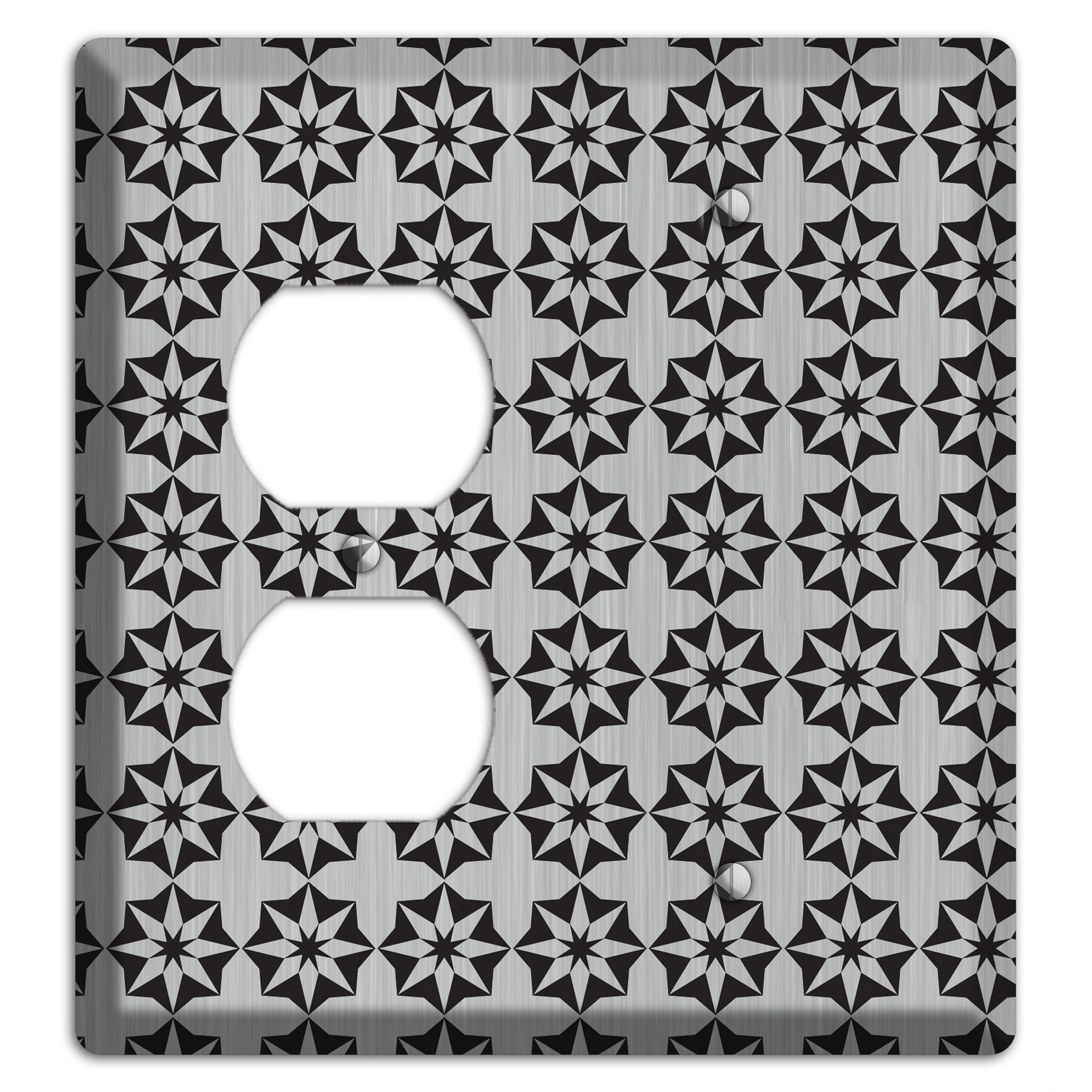 Stainless with Black Foulard Duplex / Blank Wallplate