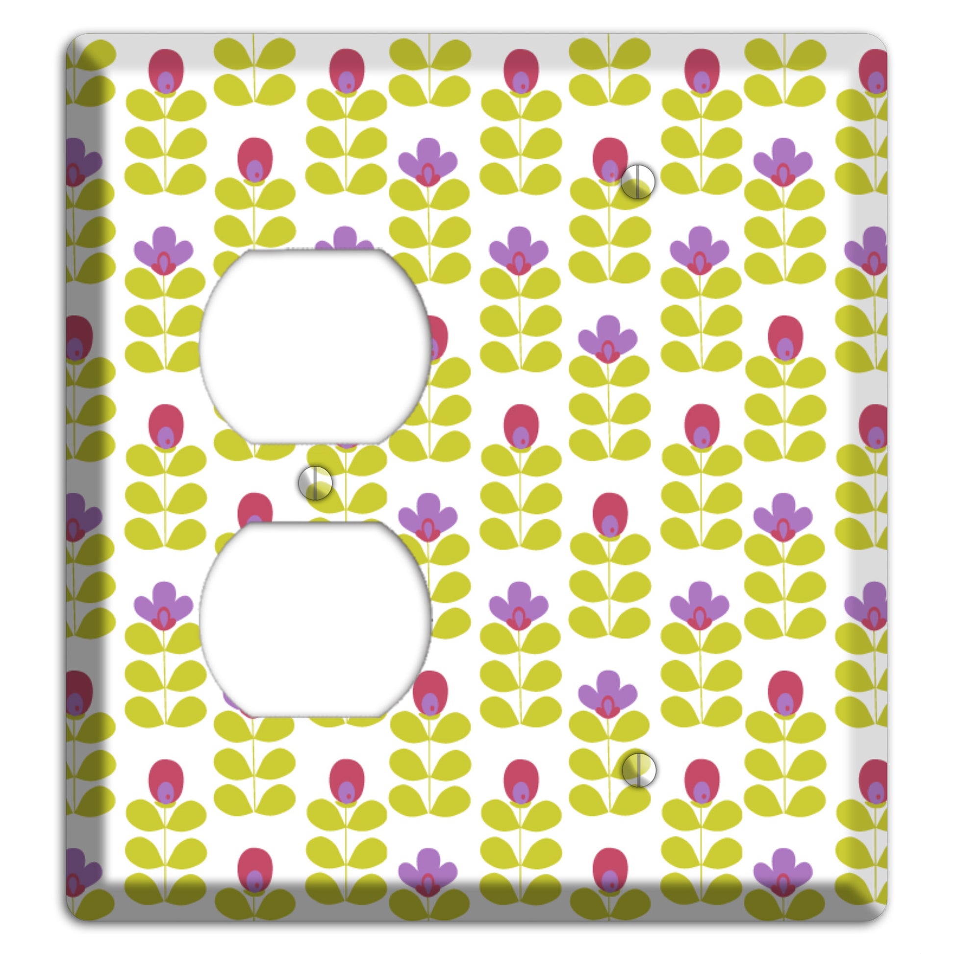 Yellow Deco Floral Half Drop Duplex / Blank Wallplate