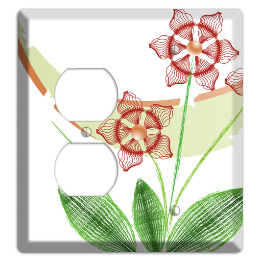 Green Abstract Flowers Duplex / Blank Wallplate