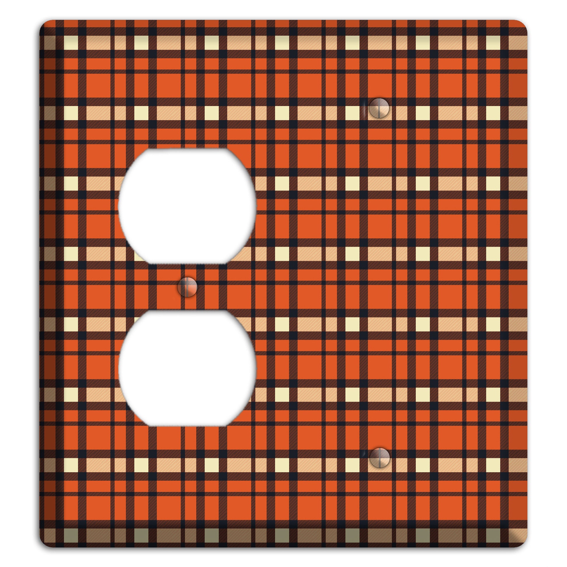 Orange Plaid Duplex / Blank Wallplate