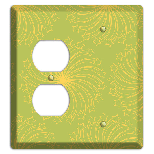 Multi Lime Star Swirl Duplex / Blank Wallplate