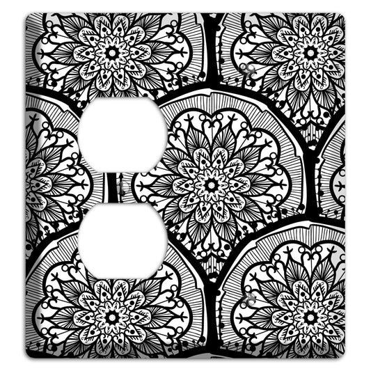 Mandala Black and White Style A Cover Plates Duplex / Blank Wallplate