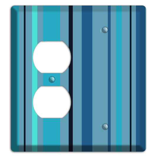 Multi Turquoise Vertical Stripe Duplex / Blank Wallplate