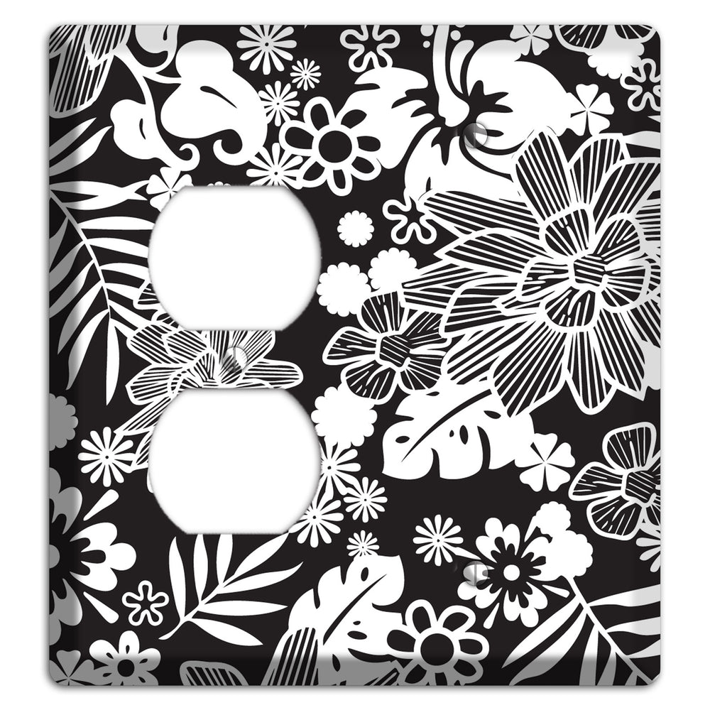 Black with White Tropical Duplex / Blank Wallplate