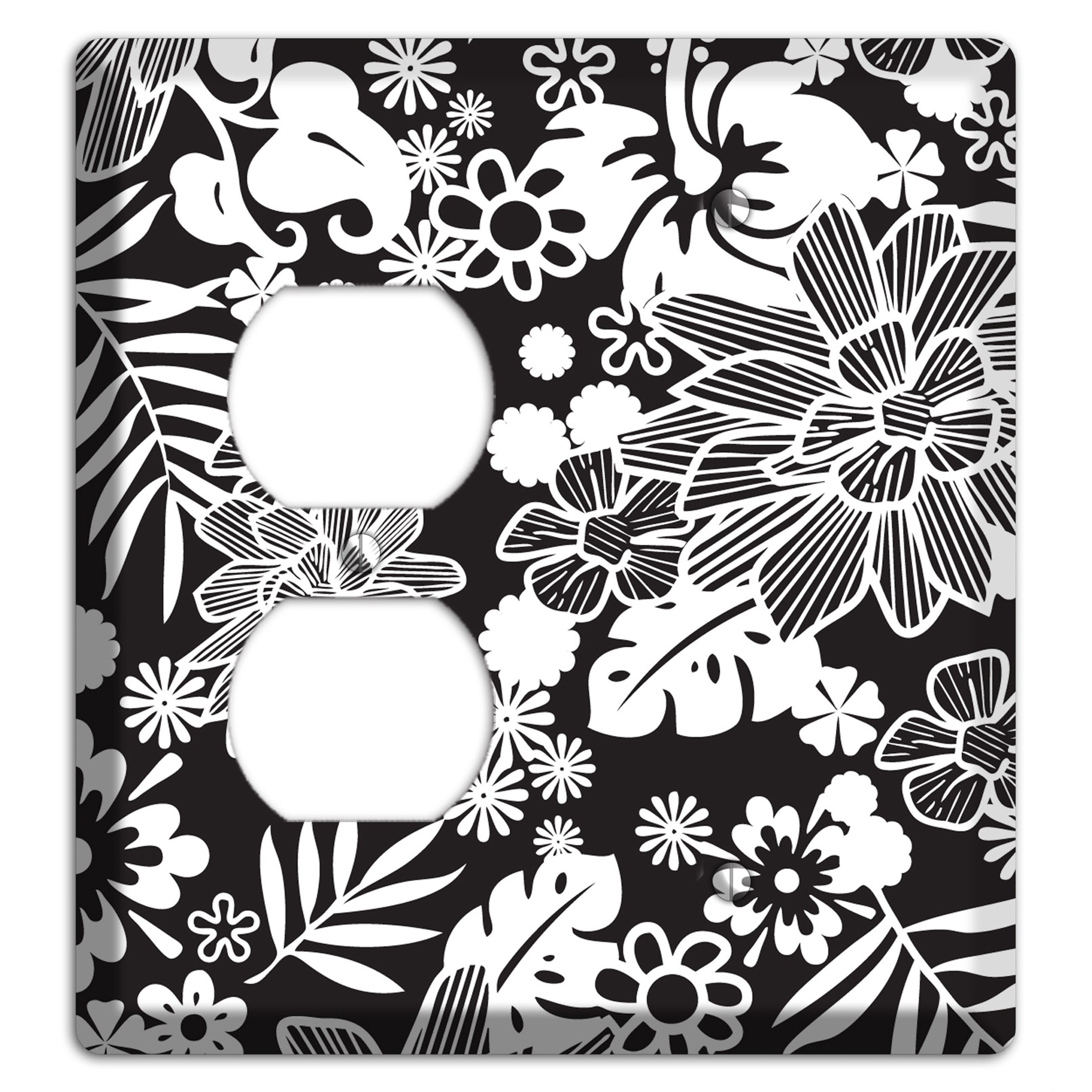 Black with White Tropical Duplex / Blank Wallplate