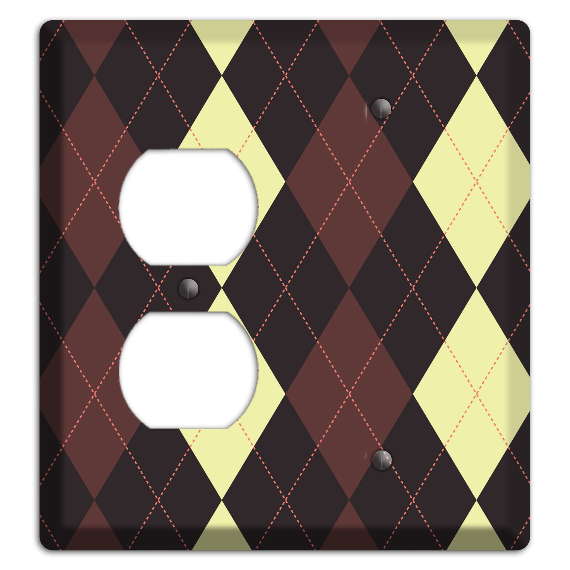 Maroon and Yellow Argyle Duplex / Blank Wallplate