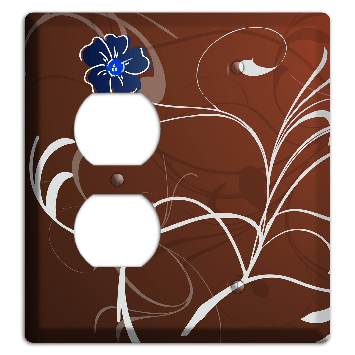 Brown Flower with Swirl Duplex / Blank Wallplate