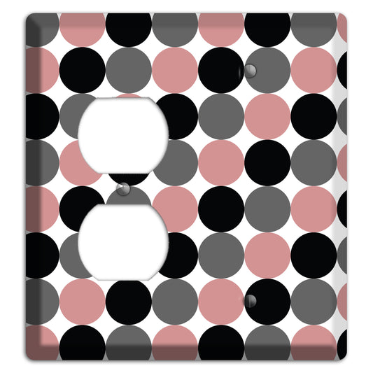 Grey Pink Black Tiled Dots Duplex / Blank Wallplate