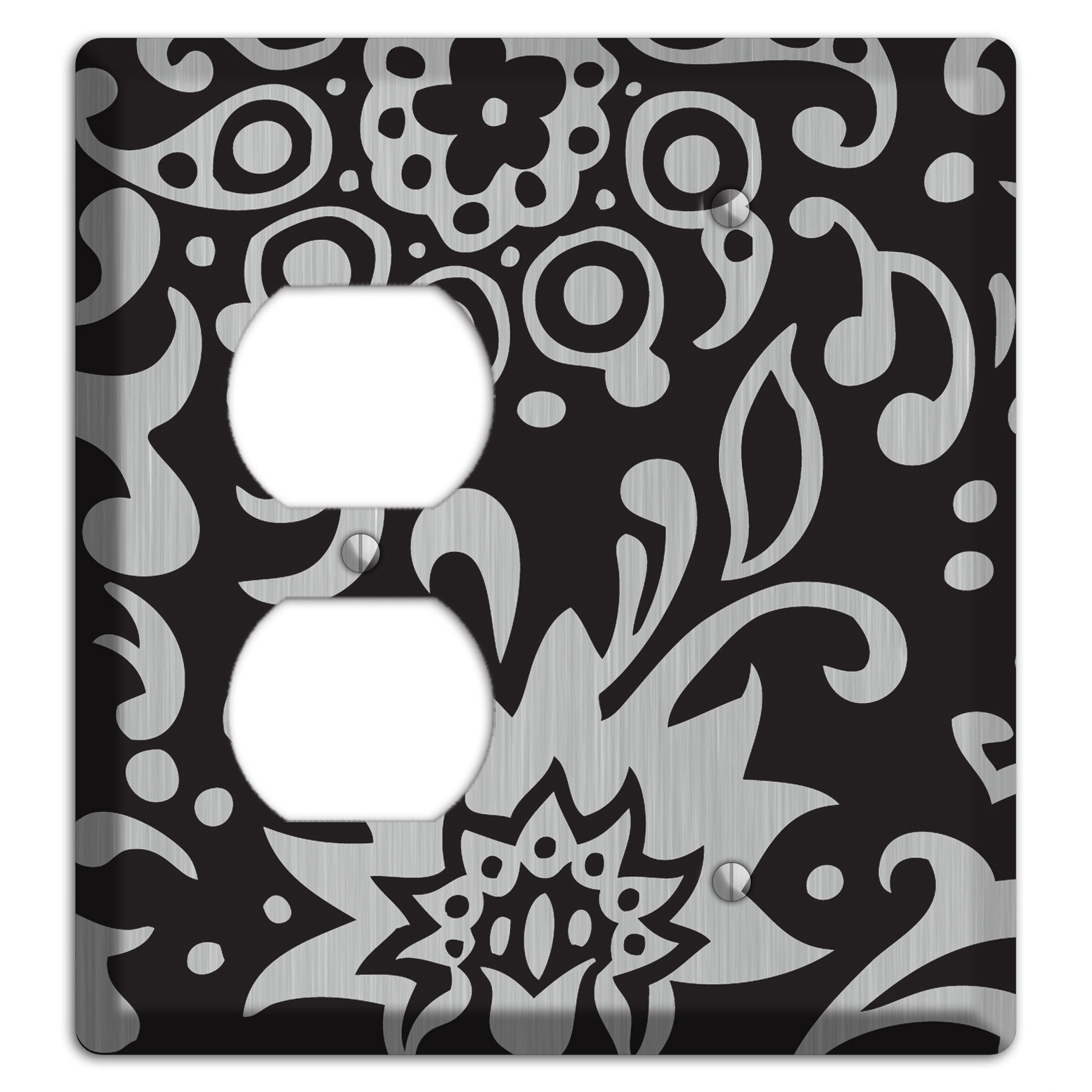 Black Boteh  Stainless Duplex / Blank Wallplate