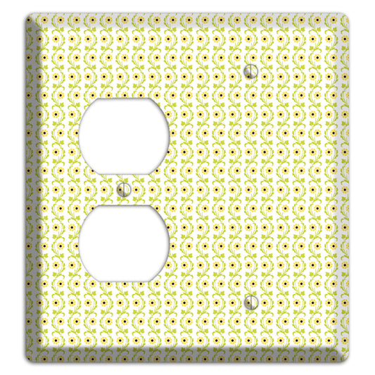 Tiny Yellow and Green Retro Sprig Duplex / Blank Wallplate