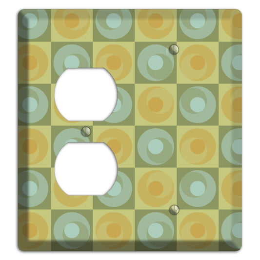 Multi Sage and Mustard Checked Circles Duplex / Blank Wallplate