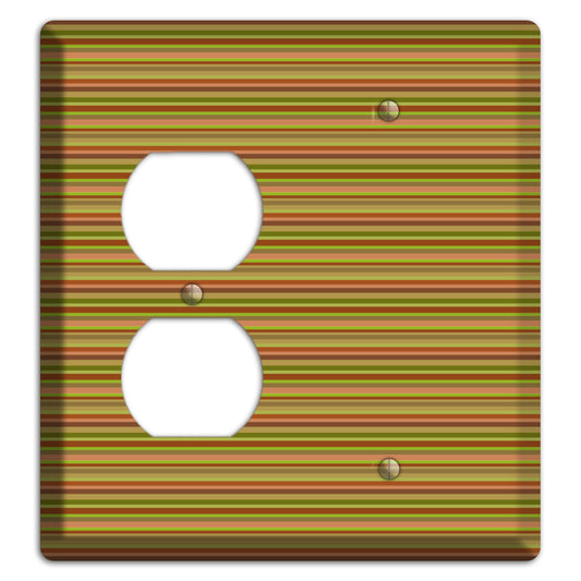 Multi Olive Burgundy Horizontal Stripes Duplex / Blank Wallplate