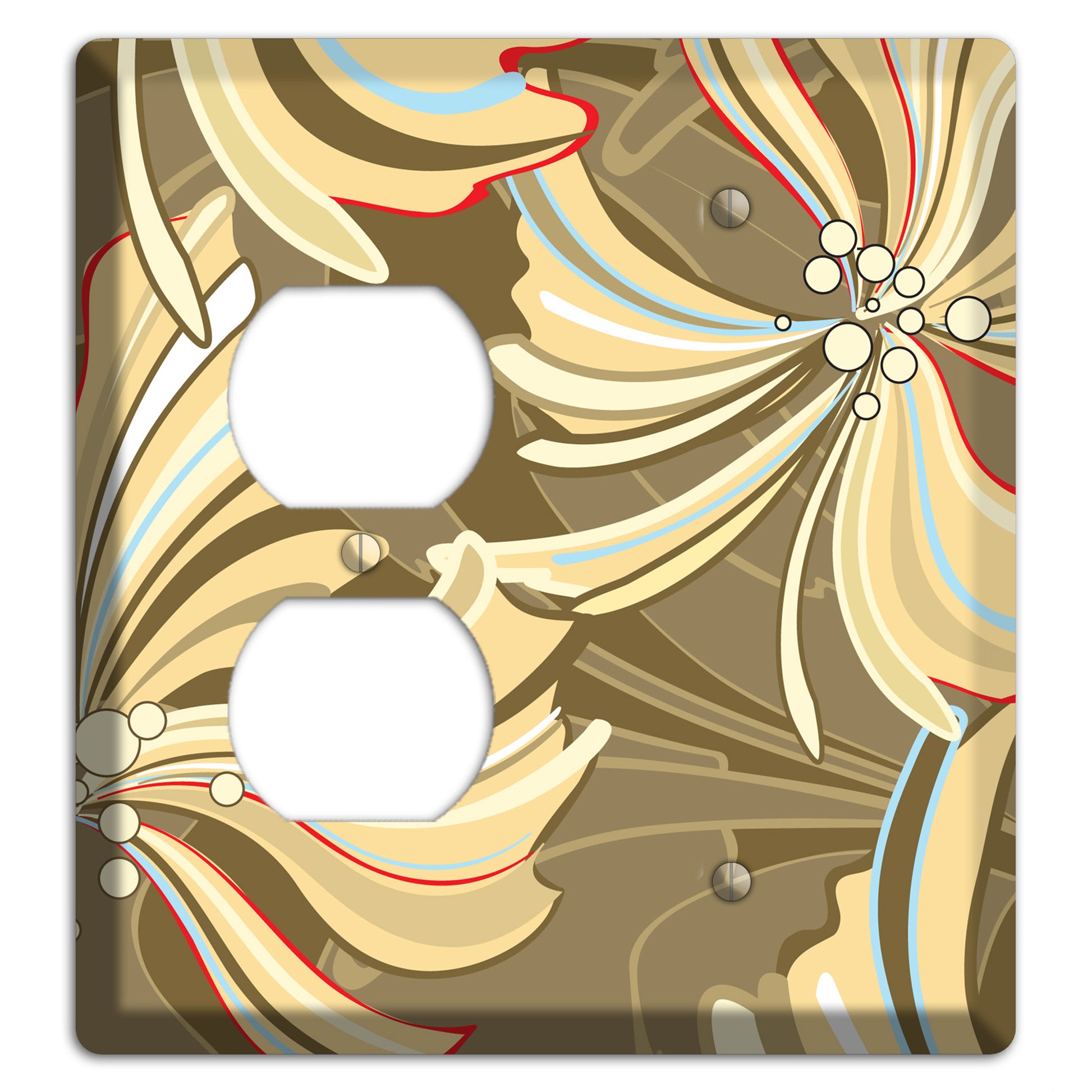 Brown Deco Blossoms Duplex / Blank Wallplate