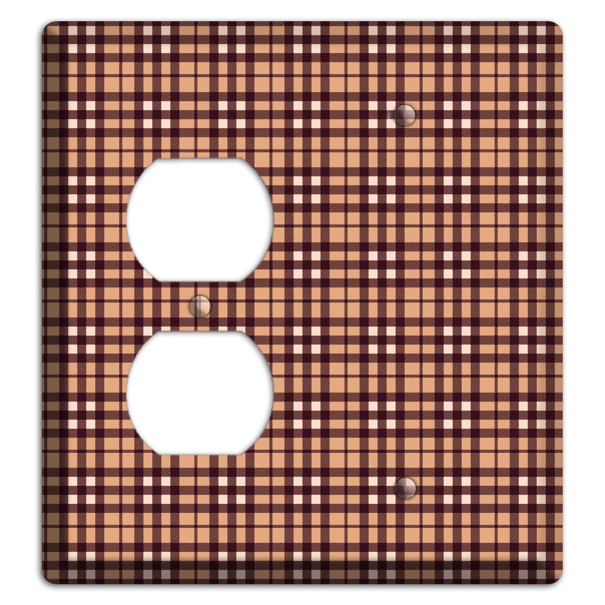 Multi Brown Plaid Duplex / Blank Wallplate