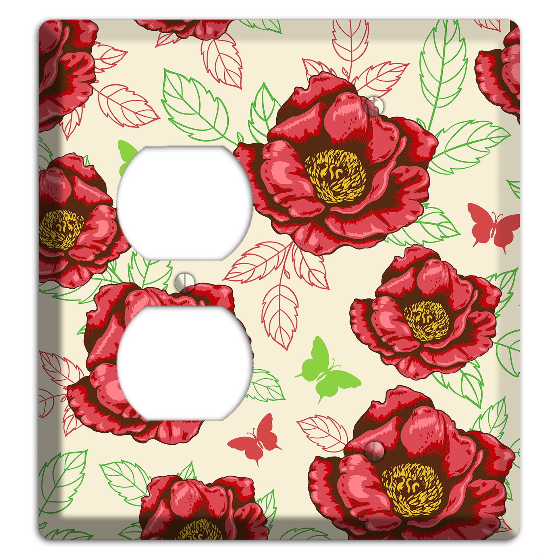 Red Peony Style B Duplex / Blank Wallplate