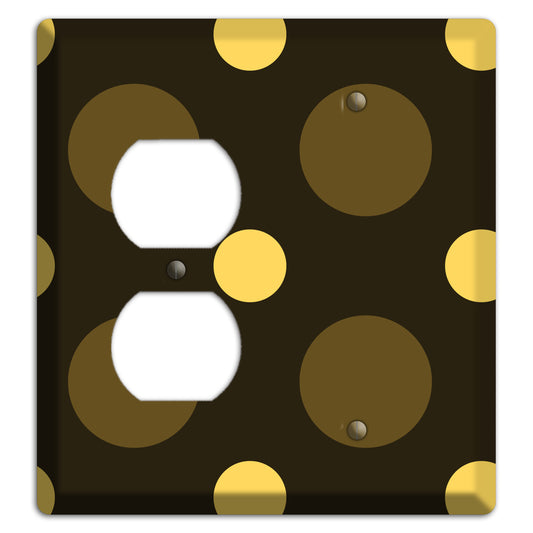 Brown with Brown and Yellow Multi Medium Polka Dots Duplex / Blank Wallplate