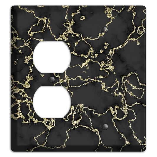 Black and Gold Marble Shatter Duplex / Blank Wallplate